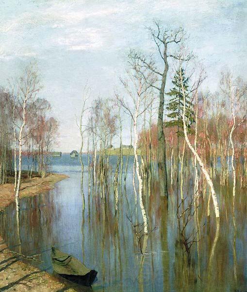 Isaac Levitan Spring, High Water Norge oil painting art